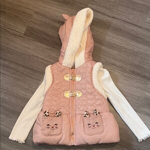 Little Lass Pink Quilted Vest with Cat Pockets